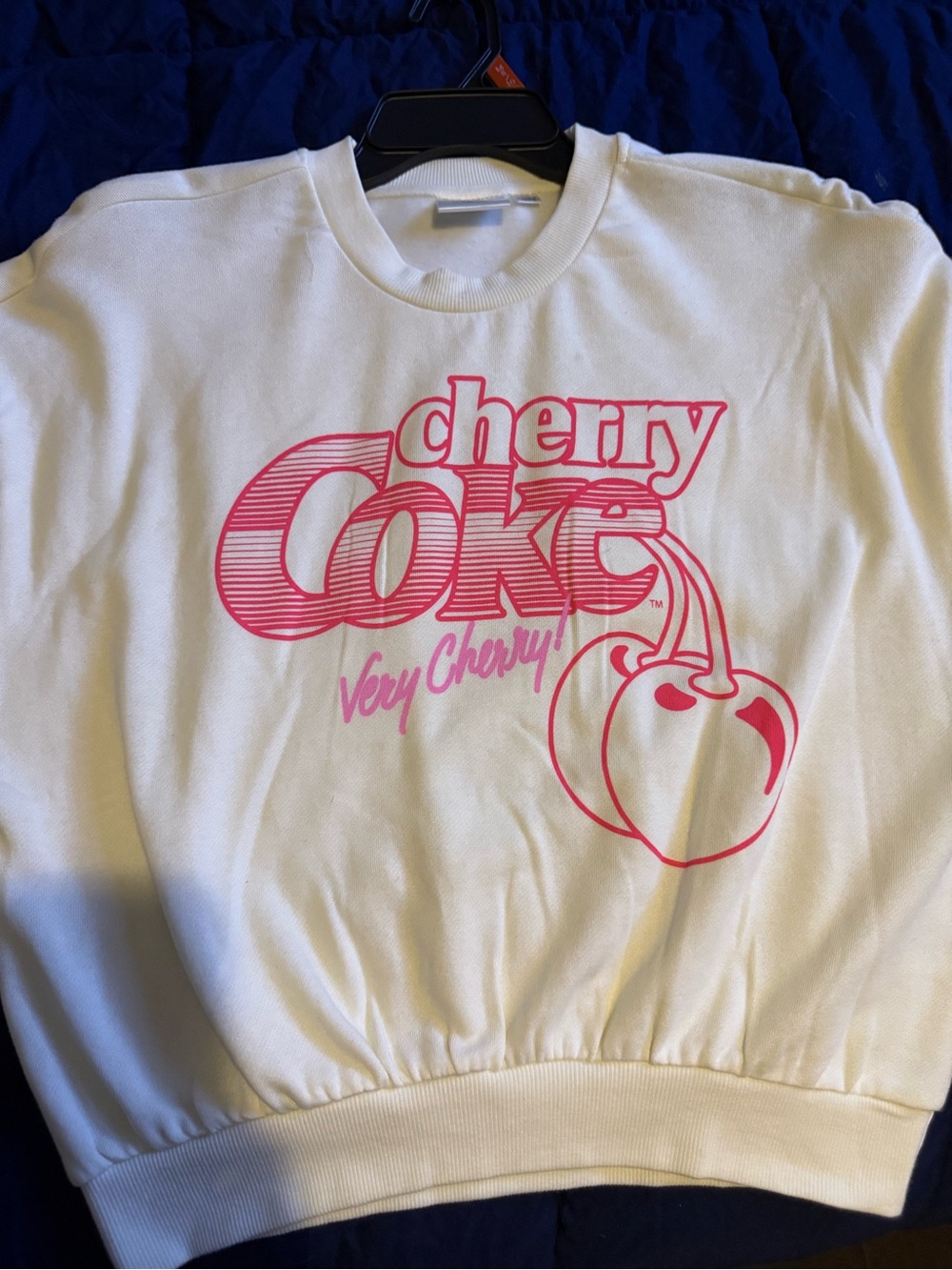 Coca Cola White Sweatshirt with Pink Cherry Coke Graphic